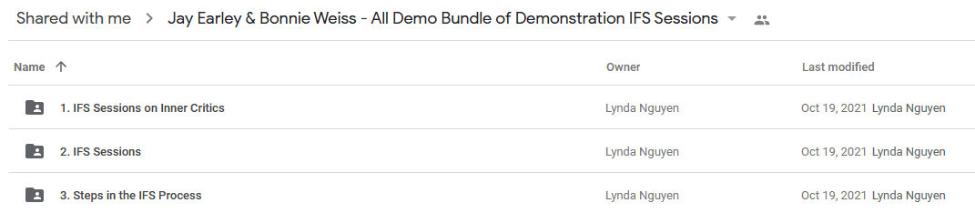 Jay Earley & Bonnie Weiss - All Demo Bundle of Demonstration IFS Sessions
